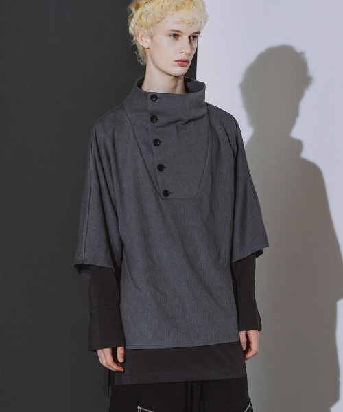 NO ID.(ノーアイディ)の「mlt5869- ランダムテレコドッキングオフタートルPO カットソー(459006-593T)(Tシャツ/カットソー・メンズ・グレー/ホワイト×ライトグレー/ブラック・ONE SIZE)」の7枚目の写真
