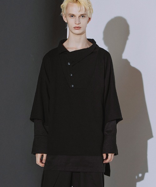 NO ID.(ノーアイディ)の「mlt5869- ランダムテレコドッキングオフタートルPO カットソー(459006-593T)(Tシャツ/カットソー・メンズ・グレー/ホワイト×ライトグレー/ブラック・ONE SIZE)」の8枚目の写真