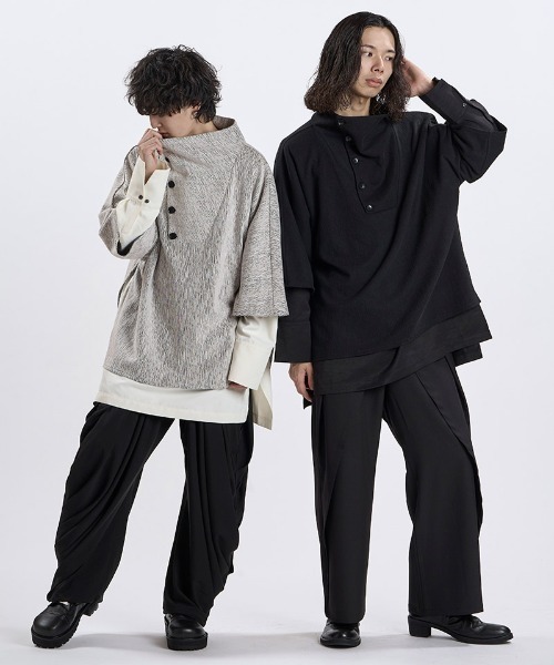 NO ID.(ノーアイディ)の「mlt5869- ランダムテレコドッキングオフタートルPO カットソー(459006-593T)(Tシャツ/カットソー・メンズ・グレー/ホワイト×ライトグレー/ブラック・ONE SIZE)」の10枚目の写真