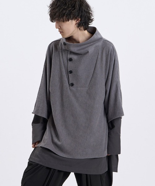 NO ID.(ノーアイディ)の「mlt5869- ランダムテレコドッキングオフタートルPO カットソー(459006-593T)(Tシャツ/カットソー・メンズ・グレー/ホワイト×ライトグレー/ブラック・ONE SIZE)」の11枚目の写真
