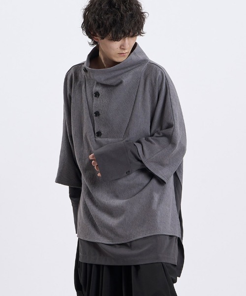 NO ID.(ノーアイディ)の「mlt5869- ランダムテレコドッキングオフタートルPO カットソー(459006-593T)(Tシャツ/カットソー・メンズ・グレー/ホワイト×ライトグレー/ブラック・ONE SIZE)」の12枚目の写真