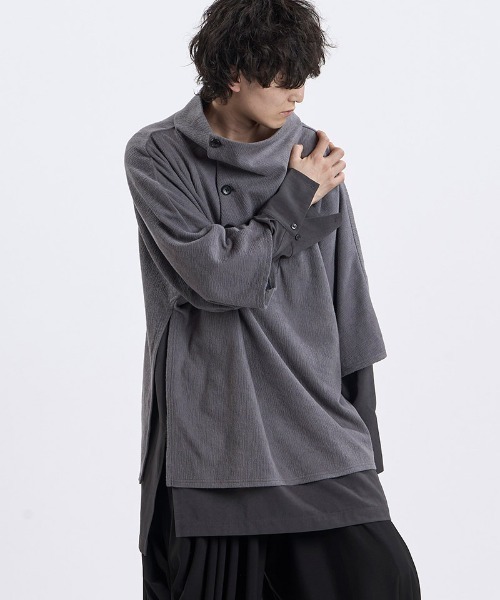 NO ID.(ノーアイディ)の「mlt5869- ランダムテレコドッキングオフタートルPO カットソー(459006-593T)(Tシャツ/カットソー・メンズ・グレー/ホワイト×ライトグレー/ブラック・ONE SIZE)」の13枚目の写真