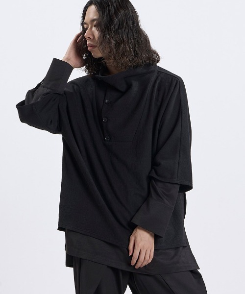 NO ID.(ノーアイディ)の「mlt5869- ランダムテレコドッキングオフタートルPO カットソー(459006-593T)(Tシャツ/カットソー・メンズ・グレー/ホワイト×ライトグレー/ブラック・ONE SIZE)」の17枚目の写真