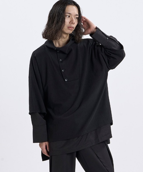 NO ID.(ノーアイディ)の「mlt5869- ランダムテレコドッキングオフタートルPO カットソー(459006-593T)(Tシャツ/カットソー・メンズ・グレー/ホワイト×ライトグレー/ブラック・ONE SIZE)」の18枚目の写真