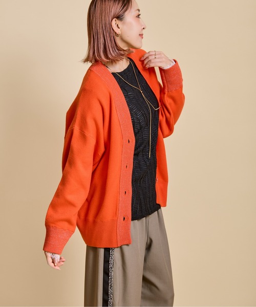 LHELBIE(レルビエ)の「スウェットライクラメリブニットカーディガン(カーディガン/ボレロ・レディース・ブルー/オレンジ/イエロー系その他/ブラック・M)」の20枚目の写真