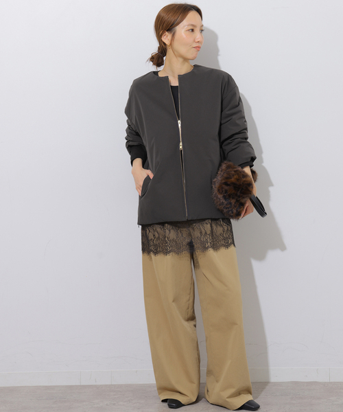 JOURNAL STANDARD relume(ジャーナルスタンダード レリューム)の「《追加》パフィーノーカラーサイドジップブルゾン(その他アウター・レディース・アイボリー/カーキ/ブラック・FREE)」の4枚目の写真