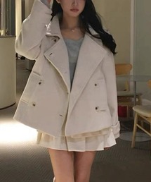 ダブルブレストショートメルトンコート