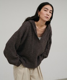 【LARUTA】［WEB限定］モヘアフード付きスキッパープルオーバー