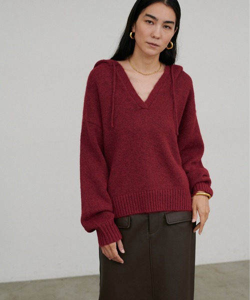 LARUTA（ラルータ）の「【LARUTA】［WEB限定］モヘアフード付きスキッパープルオーバー（ニット/セーター・レディース・チャコールグレー/ブラウン/レッド・FREE）」の22枚目の写真