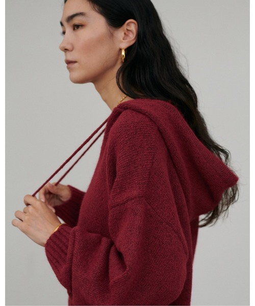 LARUTA（ラルータ）の「【LARUTA】［WEB限定］モヘアフード付きスキッパープルオーバー（ニット/セーター・レディース・チャコールグレー/ブラウン/レッド・FREE）」の20枚目の写真