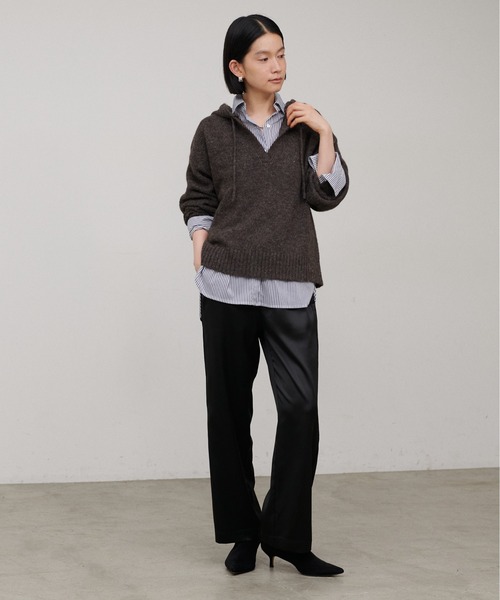 LARUTA（ラルータ）の「【LARUTA】［WEB限定］モヘアフード付きスキッパープルオーバー（ニット/セーター・レディース・チャコールグレー/ブラウン/レッド・FREE）」の18枚目の写真