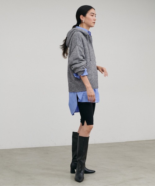 LARUTA（ラルータ）の「【LARUTA】［WEB限定］モヘアフード付きスキッパープルオーバー（ニット/セーター・レディース・チャコールグレー/ブラウン/レッド・FREE）」の8枚目の写真