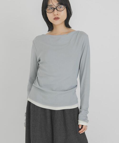 KBF（ケイビーエフ）の「バイカラードレープトップス（Tシャツ/カットソー・レディース・ホワイト系その他/ブラック系その他/ブルー系その他・ONE）」の3枚目の写真
