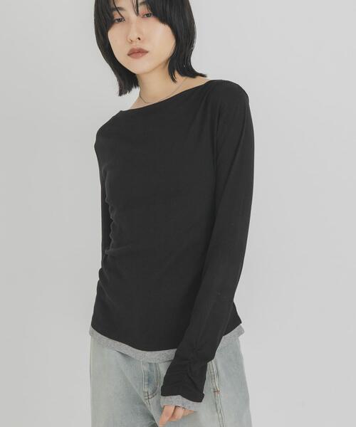 KBF（ケイビーエフ）の「バイカラードレープトップス（Tシャツ/カットソー・レディース・ホワイト系その他/ブラック系その他/ブルー系その他・ONE）」の4枚目の写真