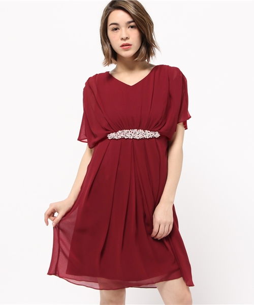 Bou Jeloud ブージュルード の 後ろリボンドルマンワンピース 結婚式 ワンピース ドレス Wear