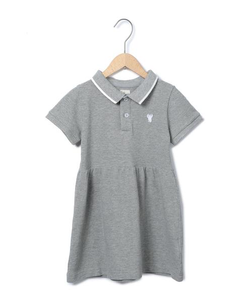 coen（コーエン）の「【coen kids】鹿の子ポロシャツワンピース（シャツワンピース・キッズ・グレー/イエロー・110/130/140/150/100/120）」の2枚目の写真