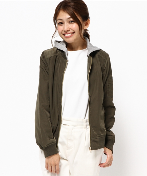 VENCEEXCHANGE（ヴァンスエクスチェンジ）の「フード付MA-1（MA-1・レディース・ブラック/ダークグリーン/梅・MEDIUM）」の15枚目の写真