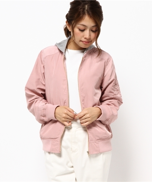 VENCEEXCHANGE（ヴァンスエクスチェンジ）の「フード付MA-1（MA-1・レディース・ブラック/ダークグリーン/梅・MEDIUM）」の13枚目の写真