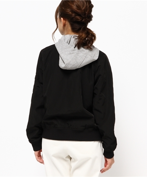 VENCEEXCHANGE（ヴァンスエクスチェンジ）の「フード付MA-1（MA-1・レディース・ブラック/ダークグリーン/梅・MEDIUM）」の6枚目の写真