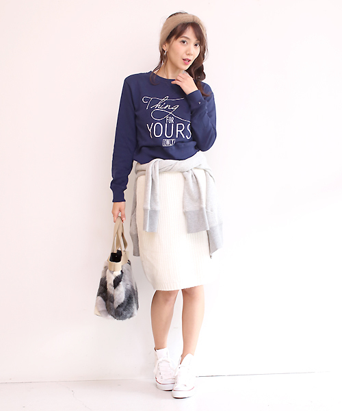 Bou Jeloud(ブージュルード)の「付衿セット裏毛プルオーバー(Tシャツ/カットソー・レディース・杢グレー/ネイビー/アイボリー・M)」の5枚目の写真