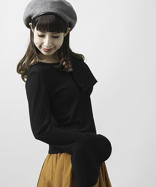 WEGO（ウィゴー）の「WEGO/2WAYベルスリーブカットソー（Tシャツ/カットソー・レディース・オフホワイト/ピンク/ホワイト系その他5/ブラック・FREE）」の4枚目の写真