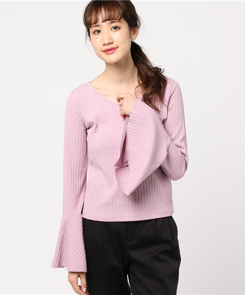 WEGO（ウィゴー）の「WEGO/2WAYベルスリーブカットソー（Tシャツ/カットソー・レディース・オフホワイト/ピンク/ホワイト系その他5/ブラック・FREE）」の12枚目の写真