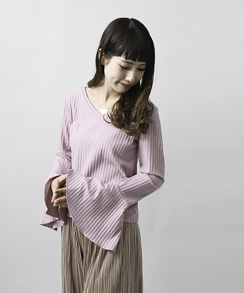 WEGO（ウィゴー）の「WEGO/2WAYベルスリーブカットソー（Tシャツ/カットソー・レディース・オフホワイト/ピンク/ホワイト系その他5/ブラック・FREE）」の13枚目の写真