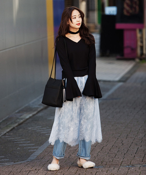 WEGO（ウィゴー）の「WEGO/2WAYベルスリーブカットソー（Tシャツ/カットソー・レディース・オフホワイト/ピンク/ホワイト系その他5/ブラック・FREE）」の5枚目の写真