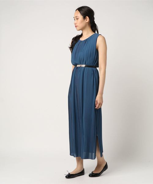 セール ドレス プリ ツ加工サイドスリット入りアイラインロングワンピース Dorry パールビジューバックル細ゴムベルト付き ドレス ワンピース ドレス Dorry Doll ドリードール のファッション