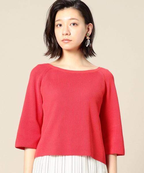 BEAUTY&YOUTH UNITED ARROWS(ビューティーアンドユースユナイテッドアローズ)の「BY クロップドバックVネック5分袖ニット ◆(ニット/セーター・レディース・ホワイト/ブラック/オレンジ・FREE)」の5枚目の写真
