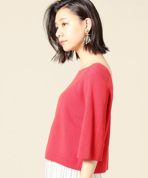 BEAUTY&YOUTH UNITED ARROWS(ビューティーアンドユースユナイテッドアローズ)の「BY クロップドバックVネック5分袖ニット ◆(ニット/セーター・レディース・ホワイト/ブラック/オレンジ・FREE)」の6枚目の写真