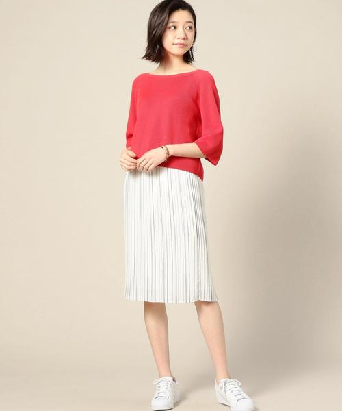 BEAUTY&YOUTH UNITED ARROWS(ビューティーアンドユースユナイテッドアローズ)の「BY クロップドバックVネック5分袖ニット ◆(ニット/セーター・レディース・ホワイト/ブラック/オレンジ・FREE)」の7枚目の写真