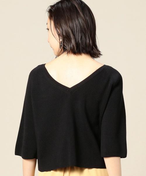 BEAUTY&YOUTH UNITED ARROWS(ビューティーアンドユースユナイテッドアローズ)の「BY クロップドバックVネック5分袖ニット ◆(ニット/セーター・レディース・ホワイト/ブラック/オレンジ・FREE)」の13枚目の写真