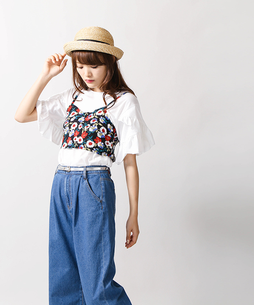 WEGO(ウィゴー)の「WEGO/【2点セット】リボンビスチェレイヤードフリルTシャツ(Tシャツ/カットソー・レディース・シルバー/ブラック/マスタード・FREE)」の12枚目の写真