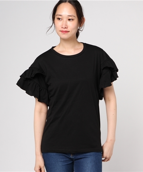 WEGO(ウィゴー)の「WEGO/【2点セット】リボンビスチェレイヤードフリルTシャツ(Tシャツ/カットソー・レディース・シルバー/ブラック/マスタード・FREE)」の10枚目の写真