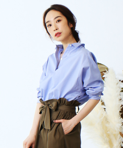 Abahouse Devinette（ドゥヴィネット）の「コットンブロードシャツ（シャツ/ブラウス・レディース・ホワイト/サックスブルー/ネイビー・FREE）」の16枚目の写真