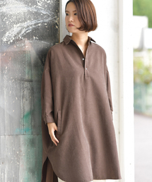 rps | ピーチ起毛ドルマンシャツワンピース(シャツワンピース)