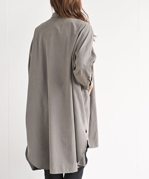 rps(アールピーエス)の「ピーチ起毛ドルマンシャツワンピース(シャツワンピース・レディース・ブラック/ブラウン/グレイッシュベージュ/ダークグリーン/ベージュ系その他/モカ/ダークベージュ/グレー/ライトベージュ/カーキ・M/フリー)」の11枚目の写真