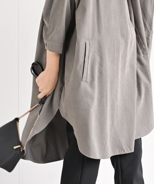 rps(アールピーエス)の「ピーチ起毛ドルマンシャツワンピース(シャツワンピース・レディース・ブラック/ブラウン/グレイッシュベージュ/ダークグリーン/ベージュ系その他/モカ/ダークベージュ/グレー/ライトベージュ/カーキ・M/フリー)」の12枚目の写真