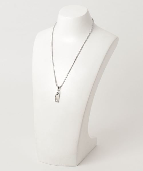 WEGO（ウィゴー）の「WEGO/チェックプレートチェーンネックレス（ネックレス・メンズ・シルバー/ブラック・FREE）」の3枚目の写真