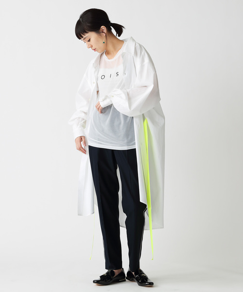 TRUNO by NOISE MAKER（トルノバイノイズメーカー）の「ウエストリボン2wayオーバーシャツワンピース（シャツワンピース・レディース・オフホワイト/ブラック/ネイビー・FREE）」の9枚目の写真