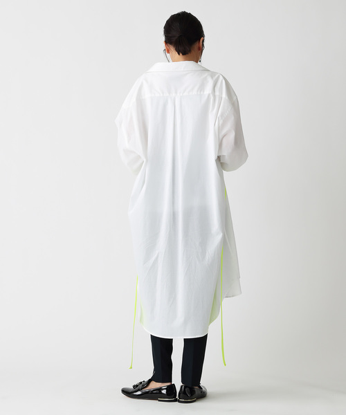 TRUNO by NOISE MAKER（トルノバイノイズメーカー）の「ウエストリボン2wayオーバーシャツワンピース（シャツワンピース・レディース・オフホワイト/ブラック/ネイビー・FREE）」の19枚目の写真