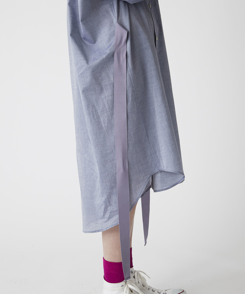 TRUNO by NOISE MAKER（トルノバイノイズメーカー）の「ウエストリボン2wayオーバーシャツワンピース（シャツワンピース・レディース・オフホワイト/ブラック/ネイビー・FREE）」の10枚目の写真