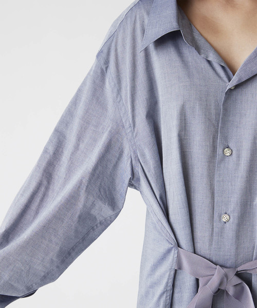 TRUNO by NOISE MAKER（トルノバイノイズメーカー）の「ウエストリボン2wayオーバーシャツワンピース（シャツワンピース・レディース・オフホワイト/ブラック/ネイビー・FREE）」の20枚目の写真