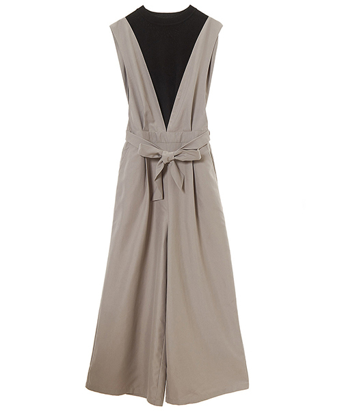 fifth（フィフス）の「【SET】ウエストリボンコンビネゾン×ノースリニット（つなぎ/オールインワン・レディース・ブラック/ベージュ/ネイビー/グレー・MEDIUM）」の18枚目の写真