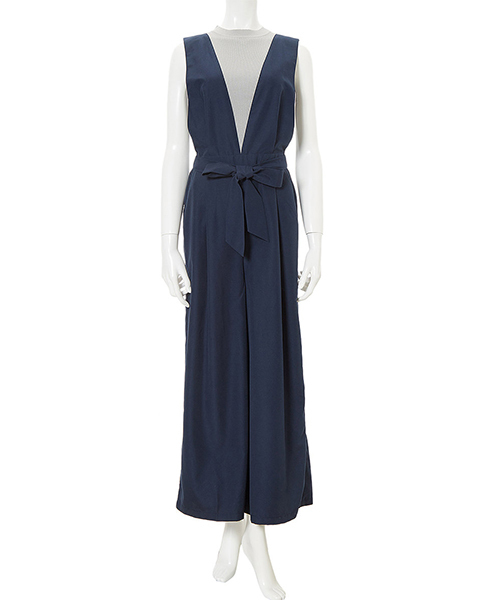 fifth（フィフス）の「【SET】ウエストリボンコンビネゾン×ノースリニット（つなぎ/オールインワン・レディース・ブラック/ベージュ/ネイビー/グレー・MEDIUM）」の5枚目の写真