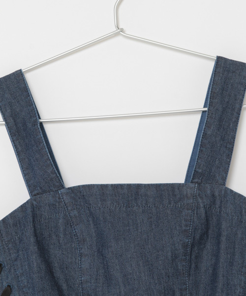 laboratory work（ラボラトリーワーク）の「サイドレースアップビスチェ（シャツ/ブラウス・レディース・インディゴブルー/ブルー・MEDIUM）」の4枚目の写真