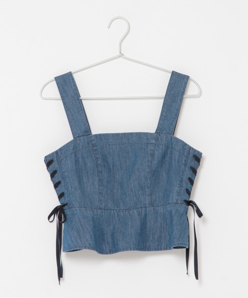 laboratory work（ラボラトリーワーク）の「サイドレースアップビスチェ（シャツ/ブラウス・レディース・インディゴブルー/ブルー・MEDIUM）」の13枚目の写真