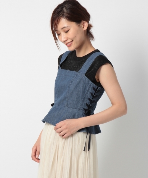 laboratory work（ラボラトリーワーク）の「サイドレースアップビスチェ（シャツ/ブラウス・レディース・インディゴブルー/ブルー・MEDIUM）」の8枚目の写真