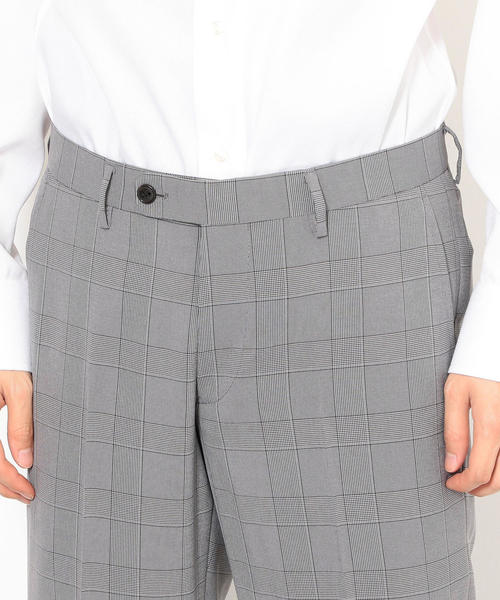 green label relaxing（グリーンレーベルリラクシング）の「ACTIVE PLUS グレンチェック スリム ノープリーツ パンツ＜ストレッチ、防シワ、ウォッシャブル＞ ◆（スラックス・メンズ・ネイビー/ダークグレー・72cm/76ｃｍ/80ｃｍ/84ｃｍ/88ｃｍ）」の7枚目の写真